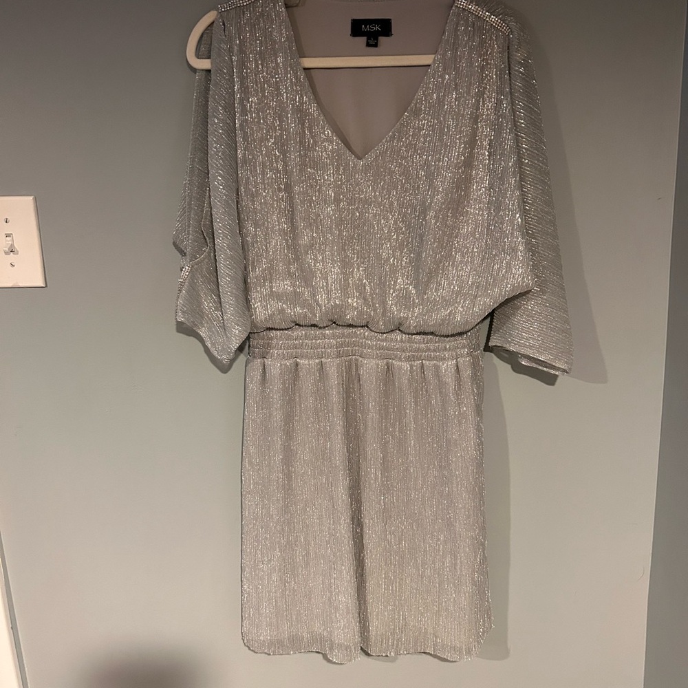MSK Silver Shimmer Mini Dress